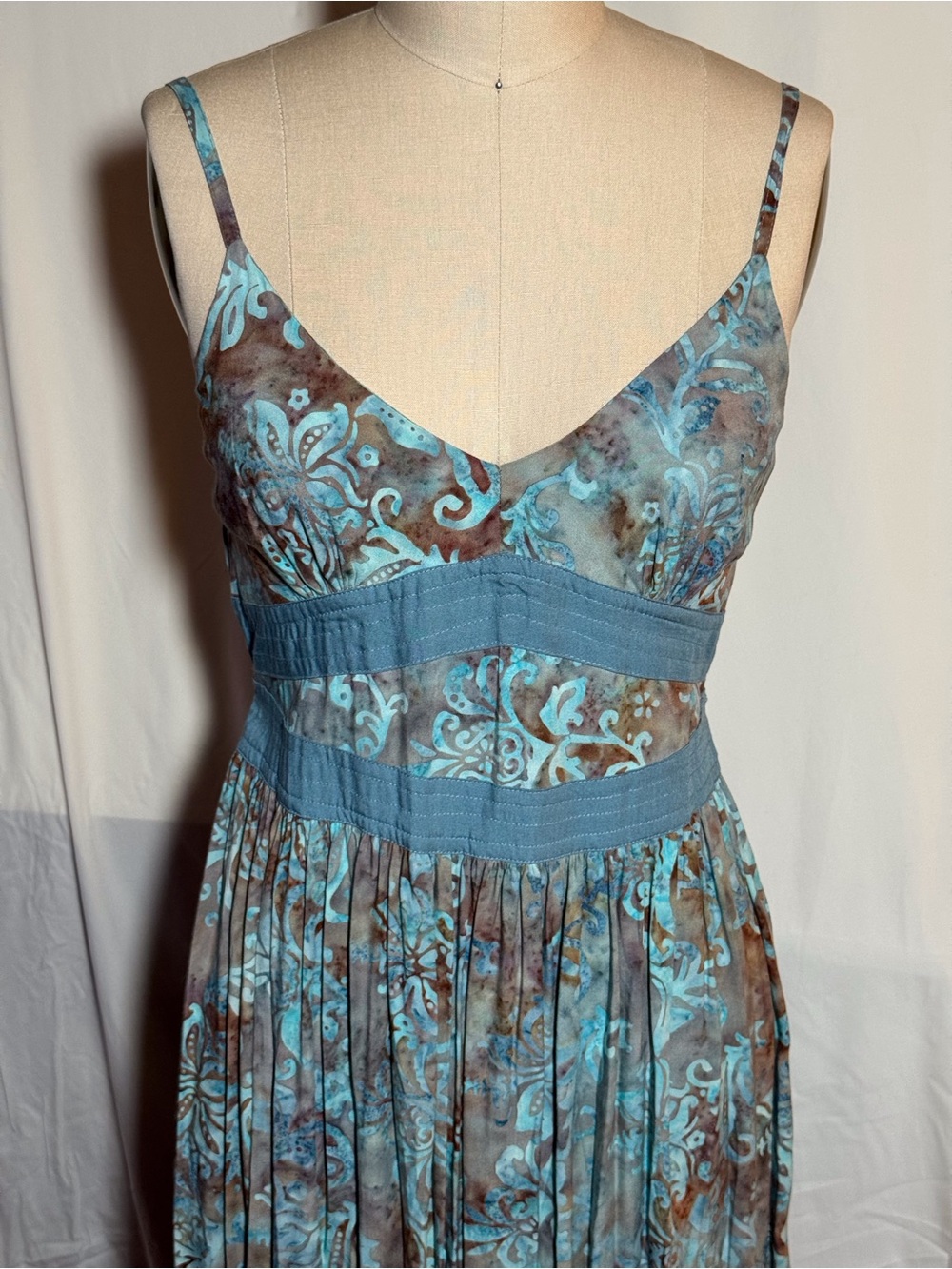 Santiki Blue & Brown Floral Maxi Dress